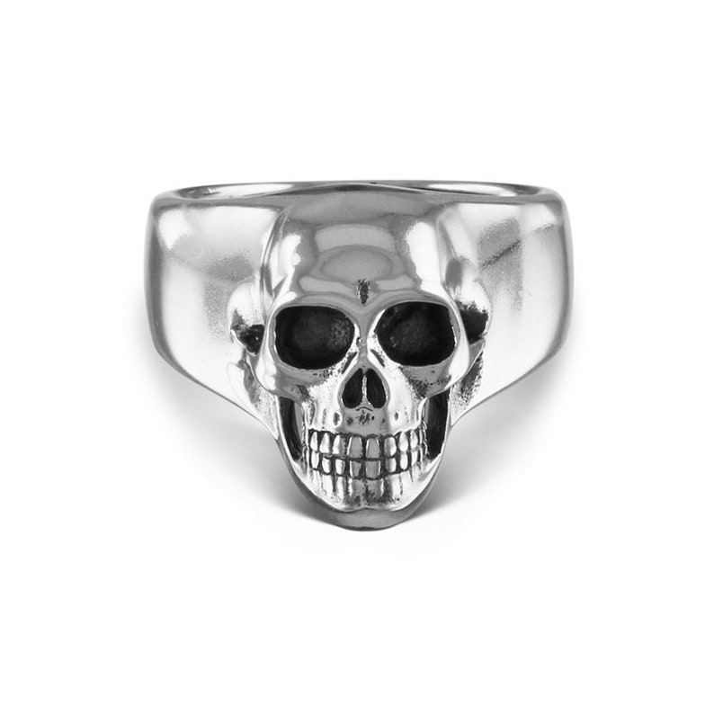 Skull Ring Antique Silver Human Skull Ring Memento Mori image 2