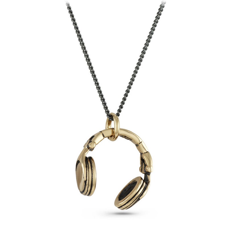 Headphones Necklace Bronze Headphone Pendant DJ Necklace Etsy