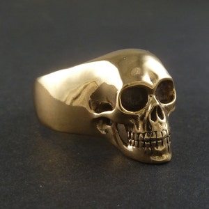 Anillo de declaración - Anillo de calavera - Anillo de calavera humana de bronce