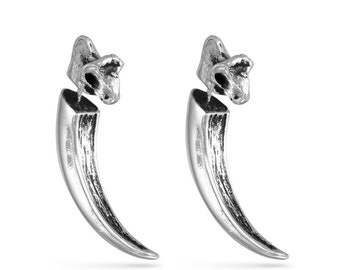 Talon Earrings - Antique Silver Eagle Talon Earrings - Fake Gauge Talon Earrings