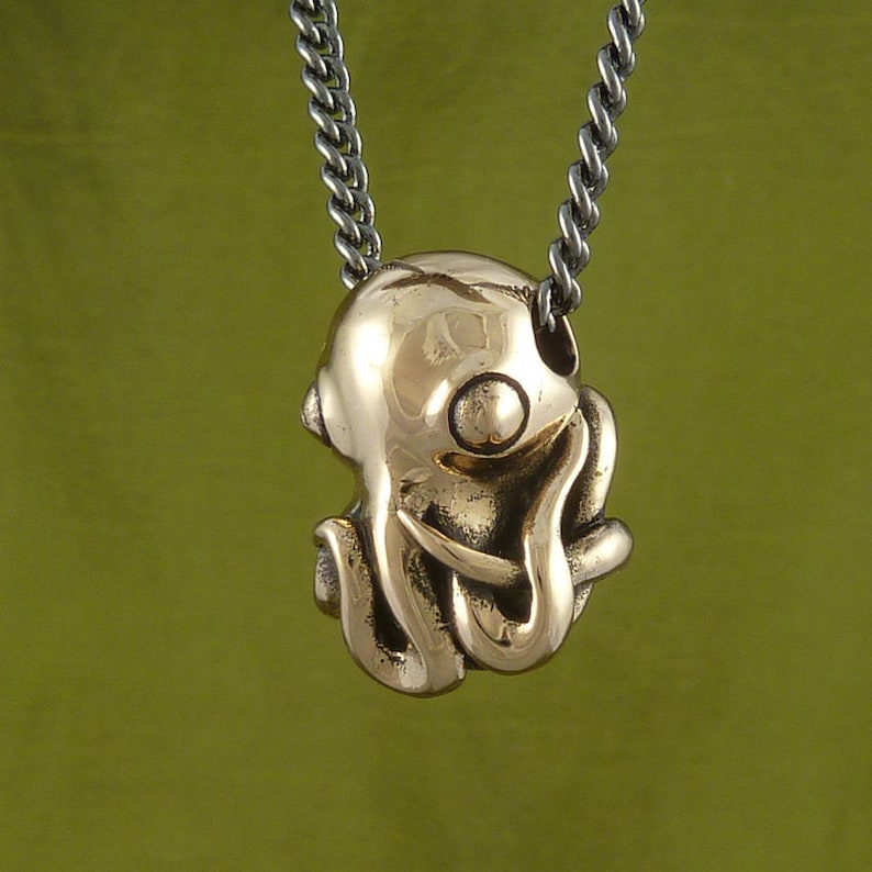 Octopus Necklace Bronze Octopus Pendant Octopus Jewelry image 3