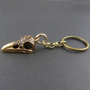 Bird Skull Keychain Bronze Raven Skull Keychain image 4