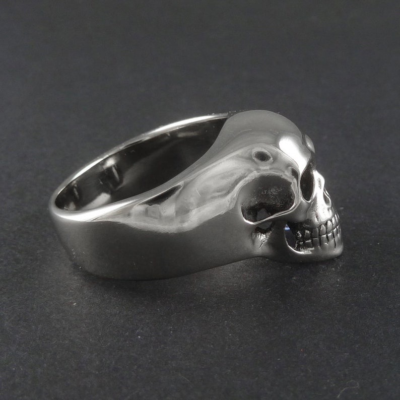 Skull Ring Antique Silver Human Skull Ring Memento Mori image 6