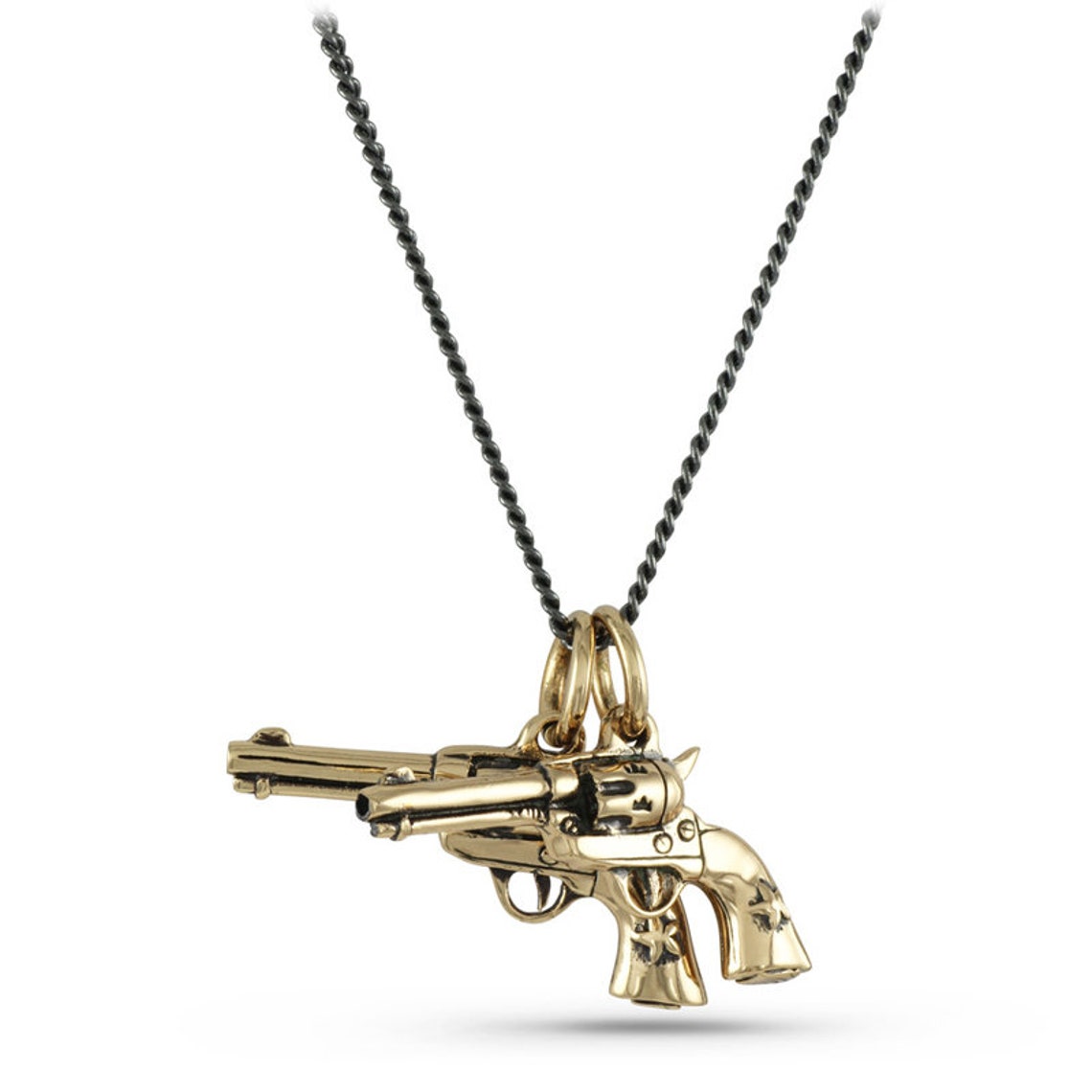 Gun Necklace Bronze Pistol Pendant Etsy