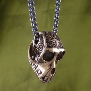 Monkey Skull Necklace Bronze Monkey Skull Pendant Monkey Jewelry image 3