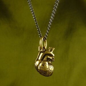 Gold Heart Necklace Small 24 Karat Gold Plated Anatomical Heart Pendant Heart of Gold image 7
