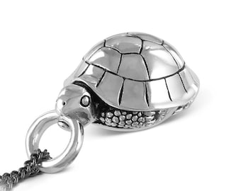Turtle Necklace - Antique Silver Turtle Pendant