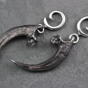 Poids d'oreille harpie harpie - Boucles d'oreilles argentées antiques calibrées aigle - Jauges Talon