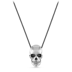 Skull Necklace for Men Antique Silver Human Skull Pendant Mens Skull Necklace image 2