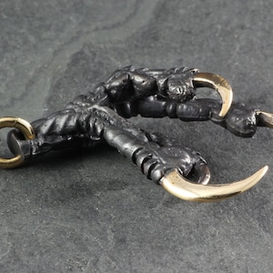 Crow Claw Necklace Bronze Black Crow Claw Pendant Bird Foot image 4