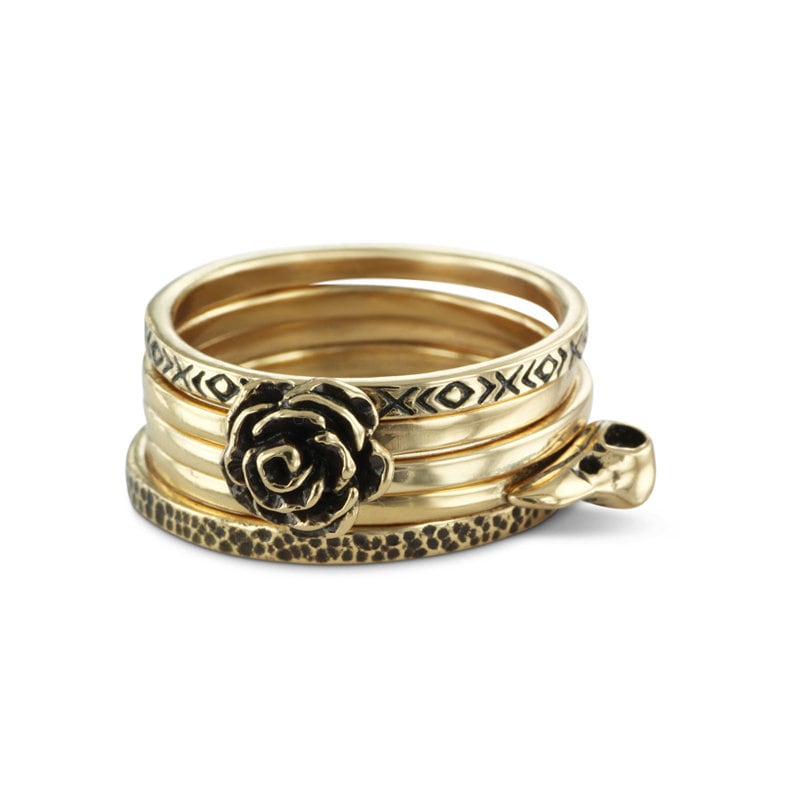 Rose Stacking Ring - Bronze Rose Stackable Ring - Flower Stacking Ring ...
