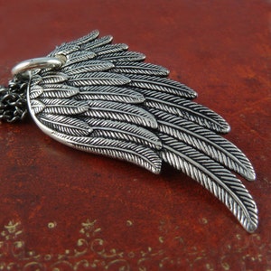 Angel Wing Necklace Antique Silver Angel Wing Pendant image 3