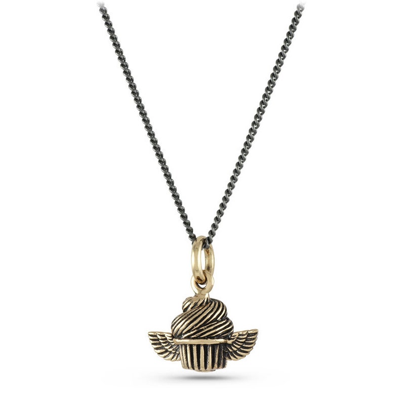 Cupcake Necklace Bronze Flying Cupcake Pendant Bronze Cupcake image 2