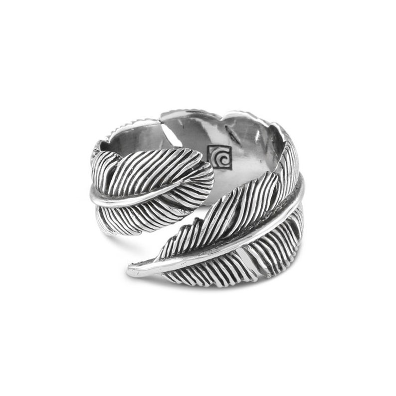 Feather Ring Antique Silver Feather Ring Silver Feather Bypass Ring image 2