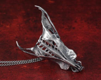 Pelvis Pendant - Seagull Pelvis Pendant - Sterling Silver Pelvis Necklace - Dragon Skull Pendant
