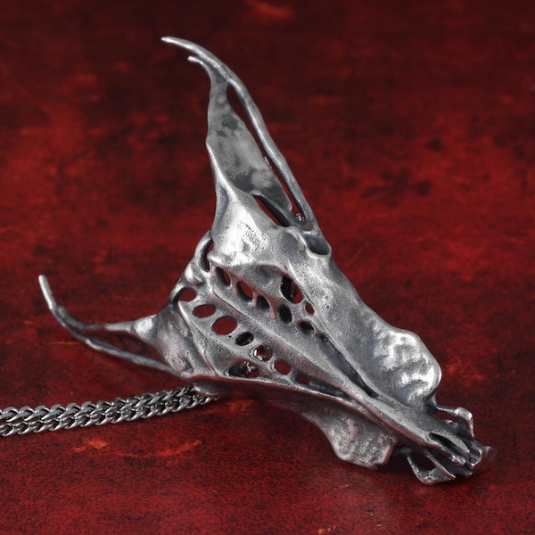 Pelvis Pendant - Seagull Pelvis Pendant - Sterling Silver Pelvis Necklace - Dragon Skull Pendant