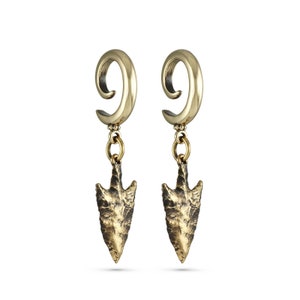 Arrowhead Ear Weights - Bronze Arrowhead Gauged Earrings - Arrowhead Gauges