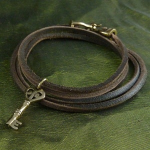 Key Bracelet Bronze Key Leather Wrap Bracelet image 5