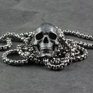 Skull Necklace - Sterling Silver Human Skull Pendant - Fine Skull Jewelry