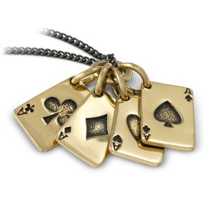 Collier poker - Collier cartes à jouer - Pendentif As en bronze
