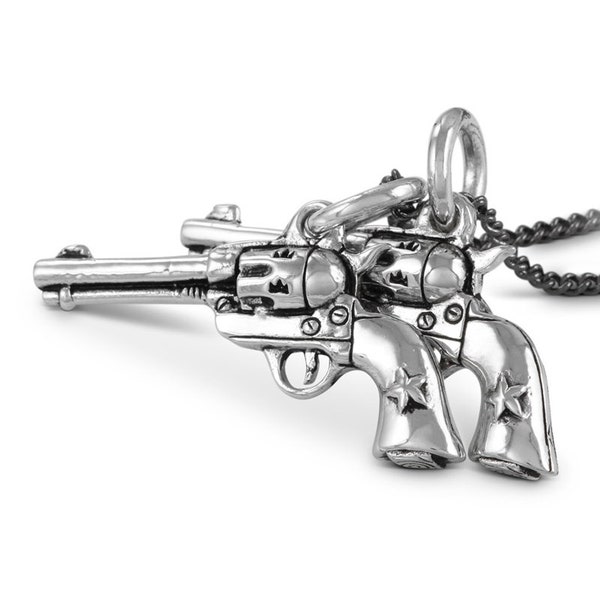 Collier d’arme à feu - Pendentif antique de pistolet d’argent - bijoux de canon