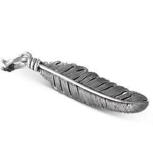 Silver Feather Necklace - Antique Silver Feather Pendant - Feather Jewelry
