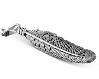 Silver Feather Necklace - Antique Silver Feather Pendant - Feather Jewelry