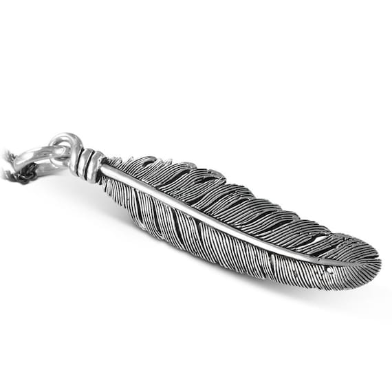 Silver Feather Necklace - Antique Silver Feather Pendant - Feather Jewelry