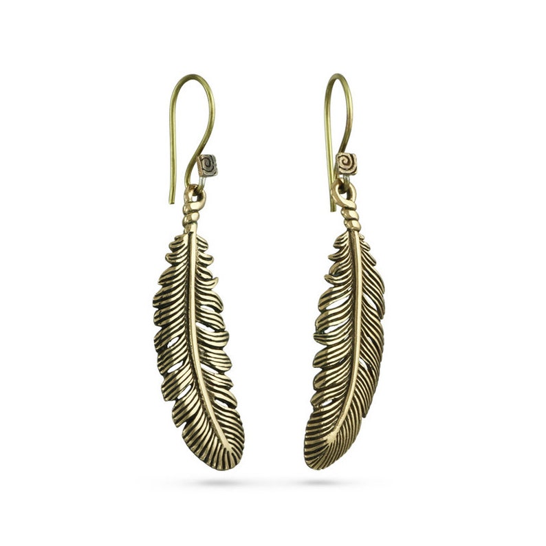 Bronze Feather Earrings Bronze Eagle Raven Feather Earrings Etsy