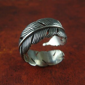 Feather Ring Antique Silver Feather Ring Silver Feather Bypass Ring image 6