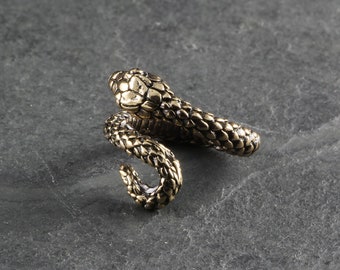 Snake Ring - Bronze Snake Bypass Ring - Adjustable Snake Ring