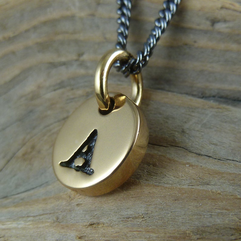 Initial Necklace Bronze Initial Charm Pendant Etsy