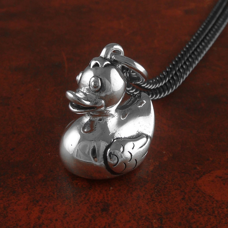 Rubber Duck Necklace Antique Silver Rubber Duck Pendant Etsy