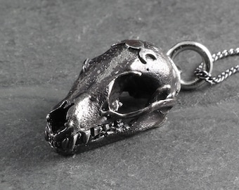 Bat Skull Necklace - Antique Silver Bat Skull Pendant - Bat Jewelry