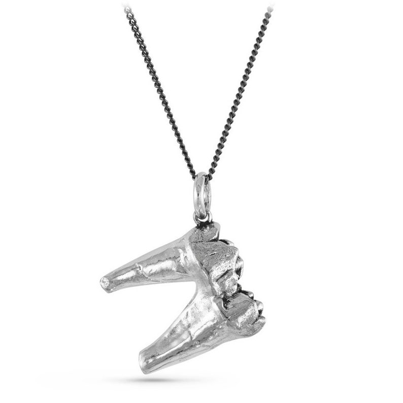Antique Silver Cave Bear Molar Tooth on Gunmetal Chain Molar Tooth Pendant Tooth Necklace