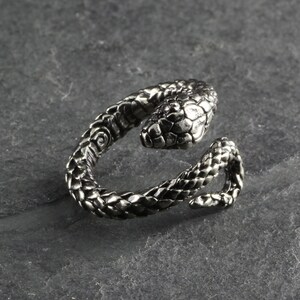 Snake Ring Antique Silver Snake Bypass Ring Adjustable Snake Ring image 2