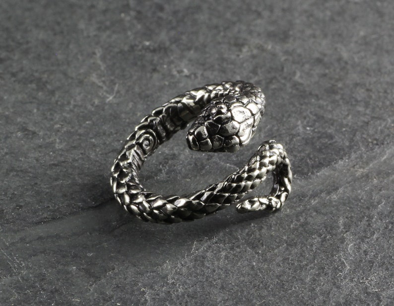 Snake Ring Antique Silver Snake Bypass Ring Adjustable Snake Ring image 2