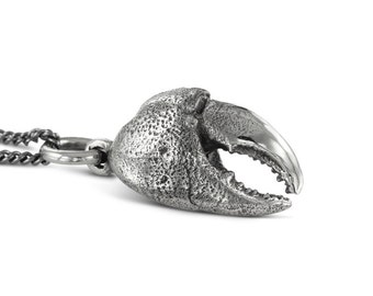 Crab Claw Necklace - Antique Silver Crab Claw Pendant - Claw Pendant