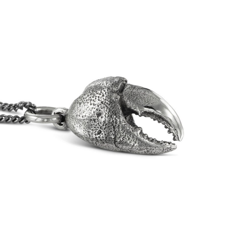 Crab Claw Necklace Antique Silver Crab Claw Pendant Claw Etsy