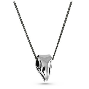 Bird Skull Necklace - Antique Silver Bird Skull Pendant image 2