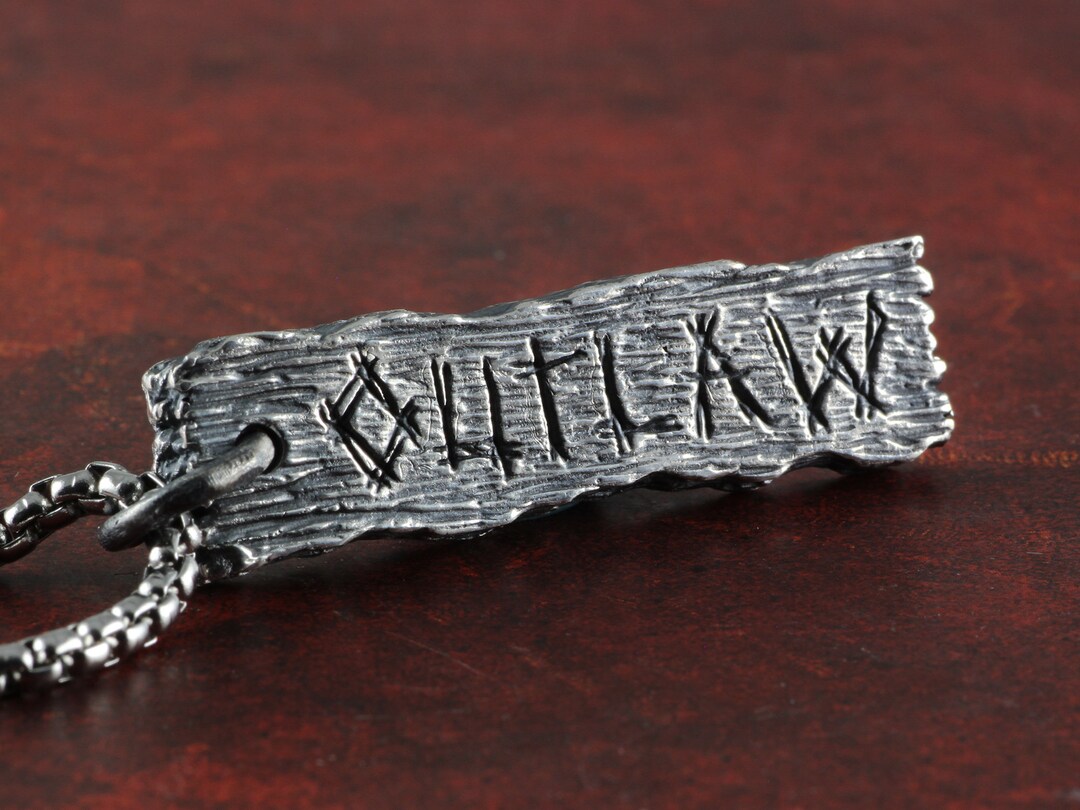 OUTLAW Pendant Sterling Silver Word Pendant Pillory Board Etsy
