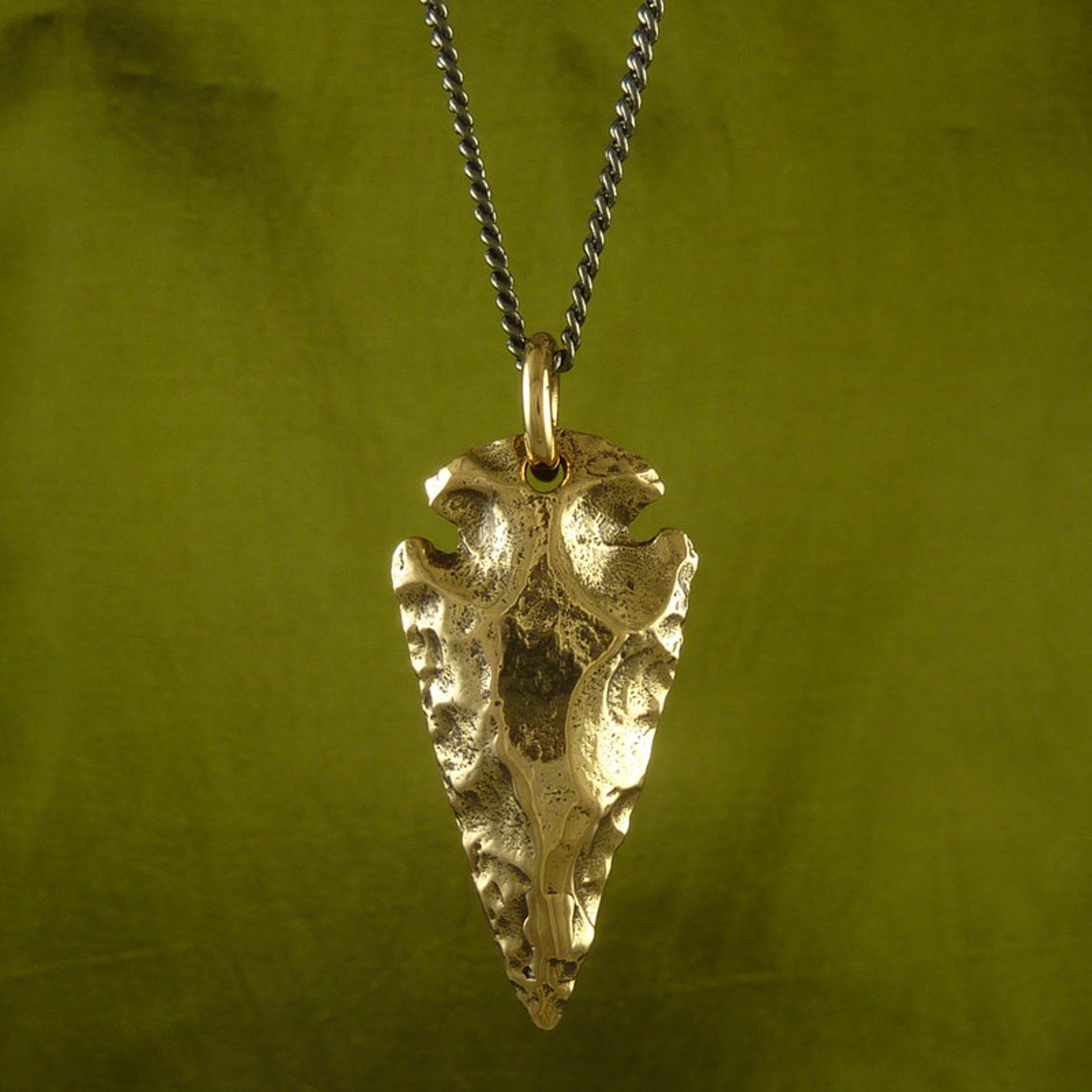 Arrowhead Necklace Bronze Arrow Head Pendant Etsy