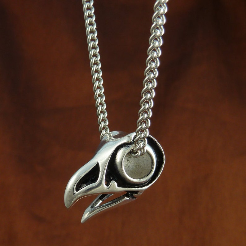 Bird Skull Necklace - Antique Silver Bird Skull Pendant image 5