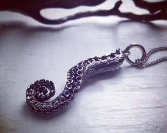 Tentacle Necklace - Sterling Silver Tentacle Pendant