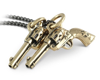Gun Necklace - Bronze Pistol Pendant