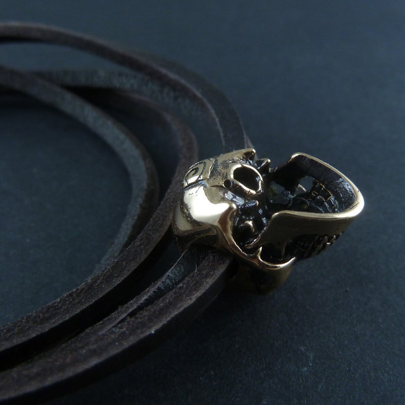 Skull Bracelet Bronze Human Skull Bracelet Punk Rock Bracelet image 5