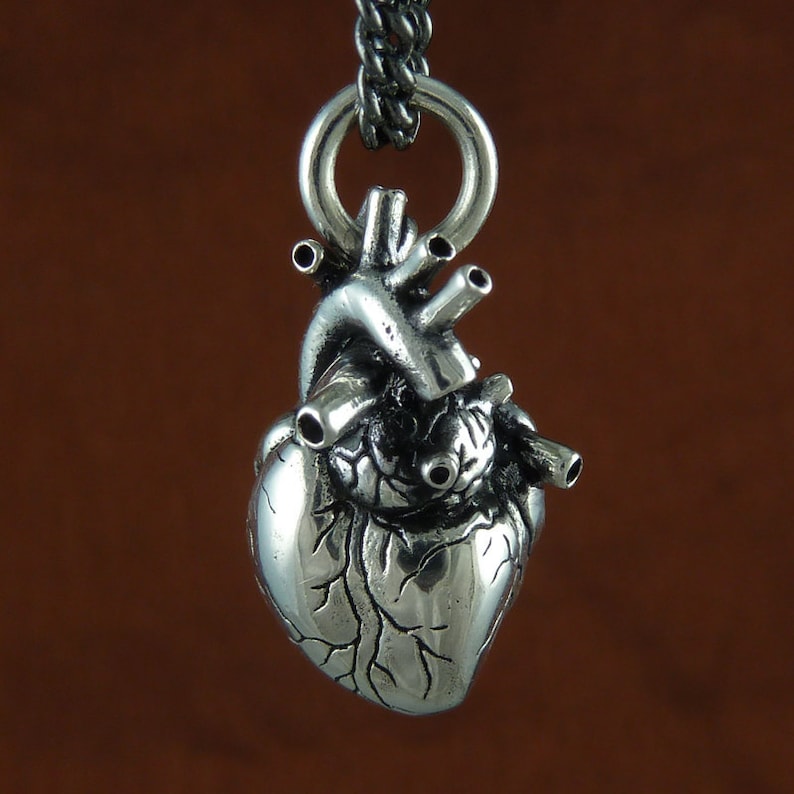 Anatomical Heart Necklace Antique Silver Anatomical Heart Etsy