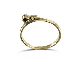 Raven Skull Stacking Ring - Bronze Bird Skull Stacking Ring