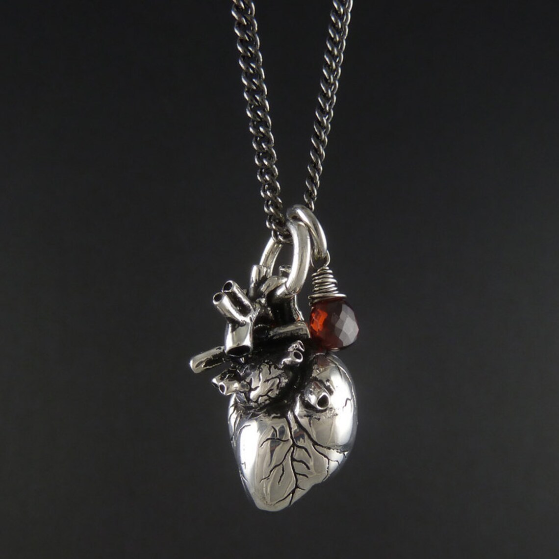 Valentine Necklace Anatomical Heart Necklace With Sterling Etsy