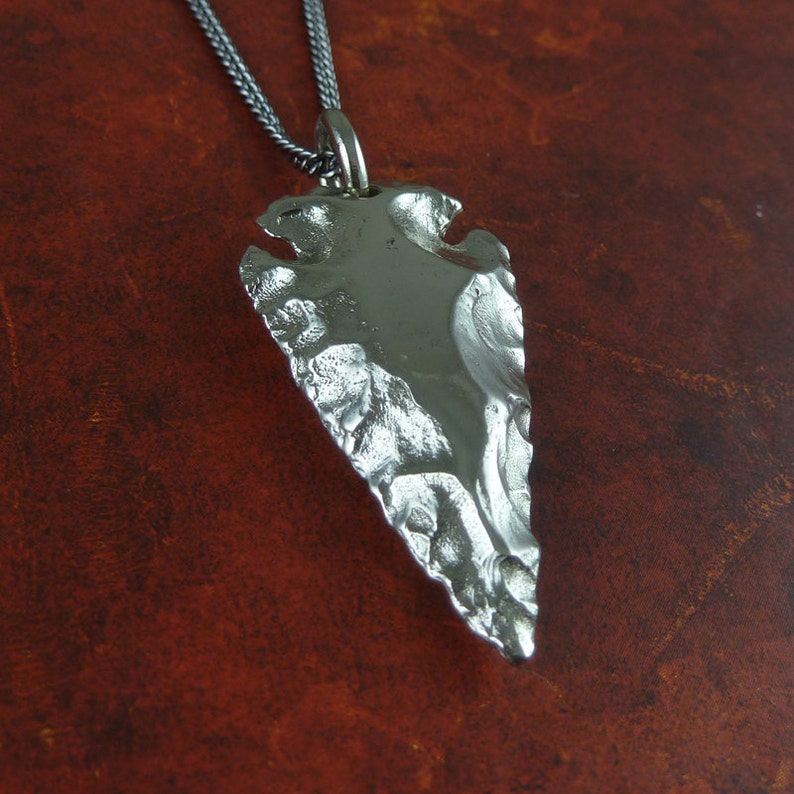 Arrowhead Necklace White Bronze Arrowhead Pendant Etsy